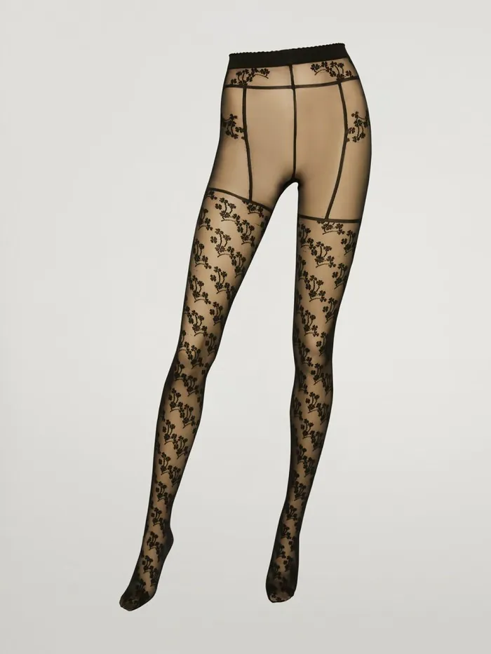 Floral Suspender Tights Blackblack Women Wolford Tights