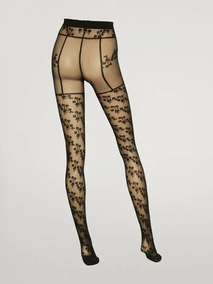 Floral Suspender Tights Blackblack Women Wolford Tights