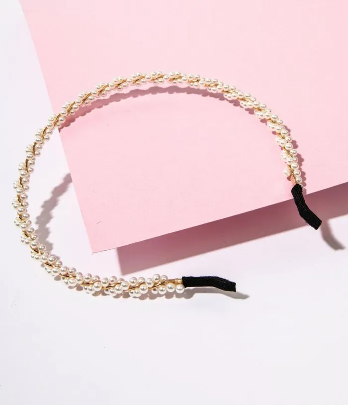 Gold and Faux Pearl Twisted Vine Thin Headband Accessories Unique Vintage Headbands Gold and Faux Pearl Twisted Vine Thin Headband Accessories Unique Vintage Headbands