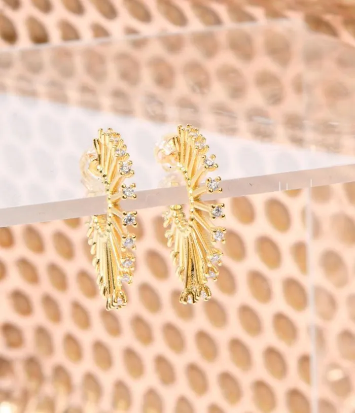 Gold and Silver Rhinestone Sandy Hoops Accessories Unique Vintage Earrings