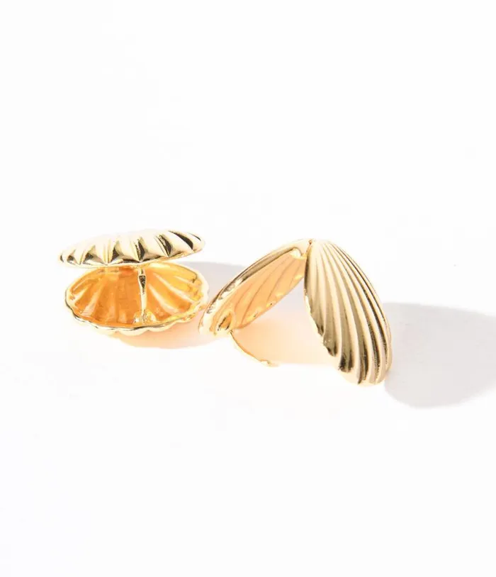 Gold Clam Shell Earrings Accessories Unique Vintage Earrings