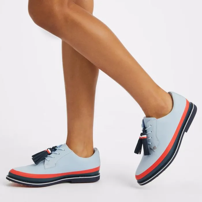Golf Shoes Women GFORE WOMEN039S GALLIVANTER NUBUCK LEATHER TUXEDO GOLF SHOE Sky