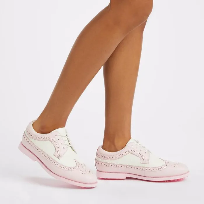 Golf Shoes Women GFORE WOMEN039S GALLIVANTER PEBBLE LEATHER LONGWING GOLF SHOE Blush