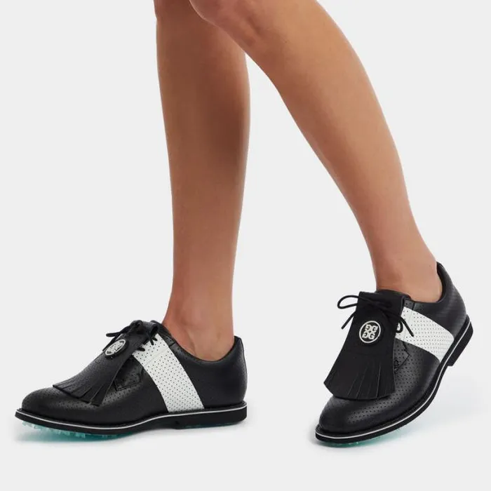 Golf Shoes Women GFORE WOMEN039S GALLIVANTER PERFORATED LEATHER KILTIE GOLF SHOE Onyx