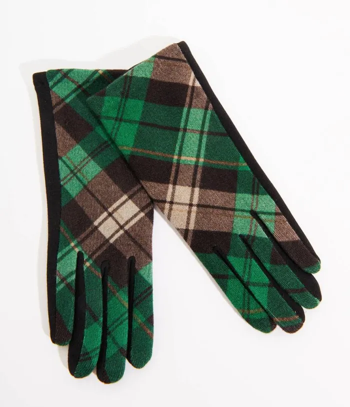 Green and Black Plaid Gloves Accessories Unique Vintage Gloves and Scarves Green and Black Plaid Gloves Accessories Unique Vintage Gloves and Scarves