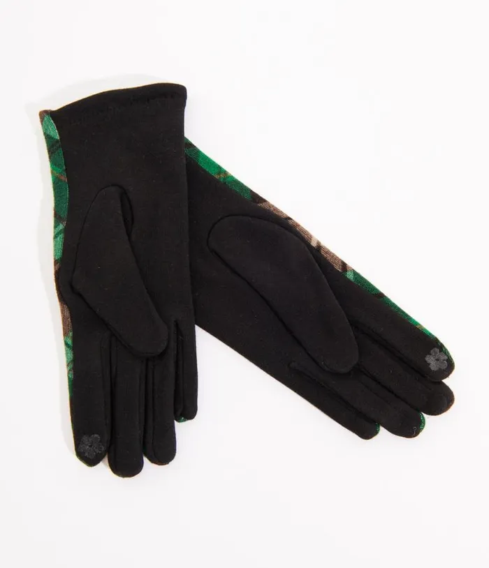 Green and Black Plaid Gloves Accessories Unique Vintage Gloves and Scarves
