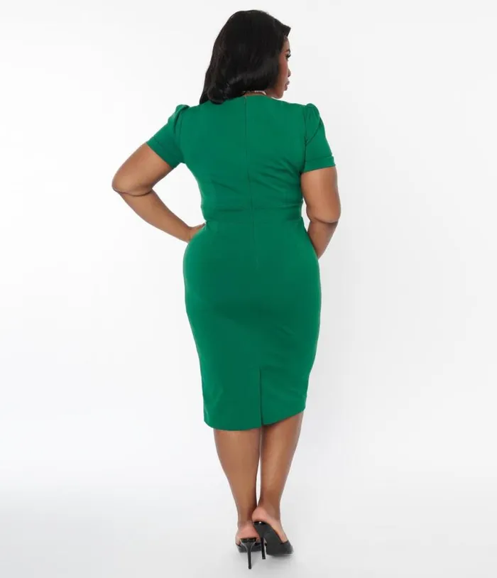 Green Doris Pencil Dress DressesPlus Unique Vintage Pencil