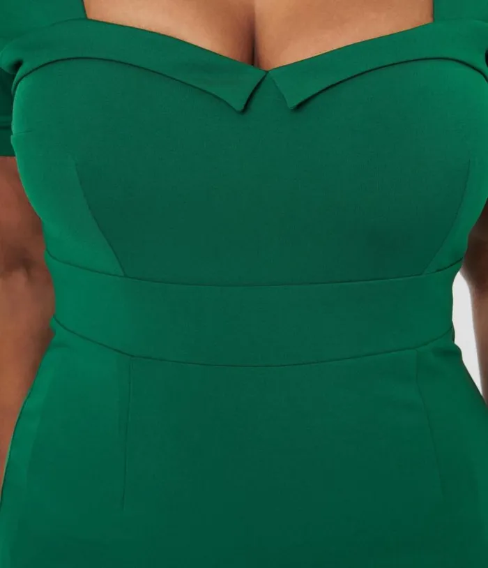 Green Doris Pencil Dress DressesPlus Unique Vintage Pencil