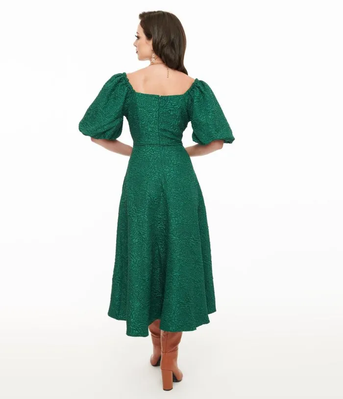 Green Textured Goddress Behavior Midi Dress Dresses Unique Vintage Pocket Dresses