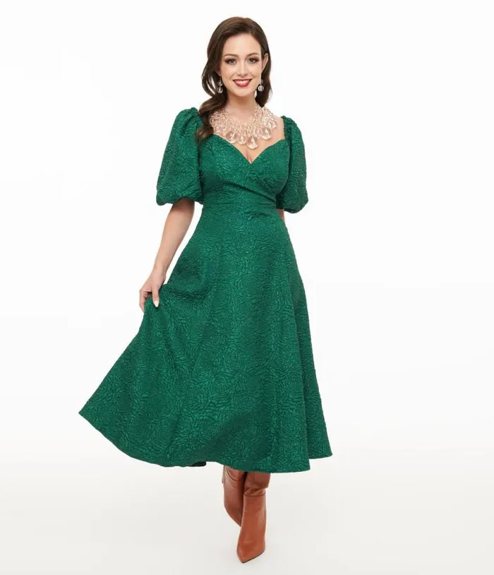 Green Textured Goddress Behavior Midi Dress Dresses Unique Vintage Pocket Dresses