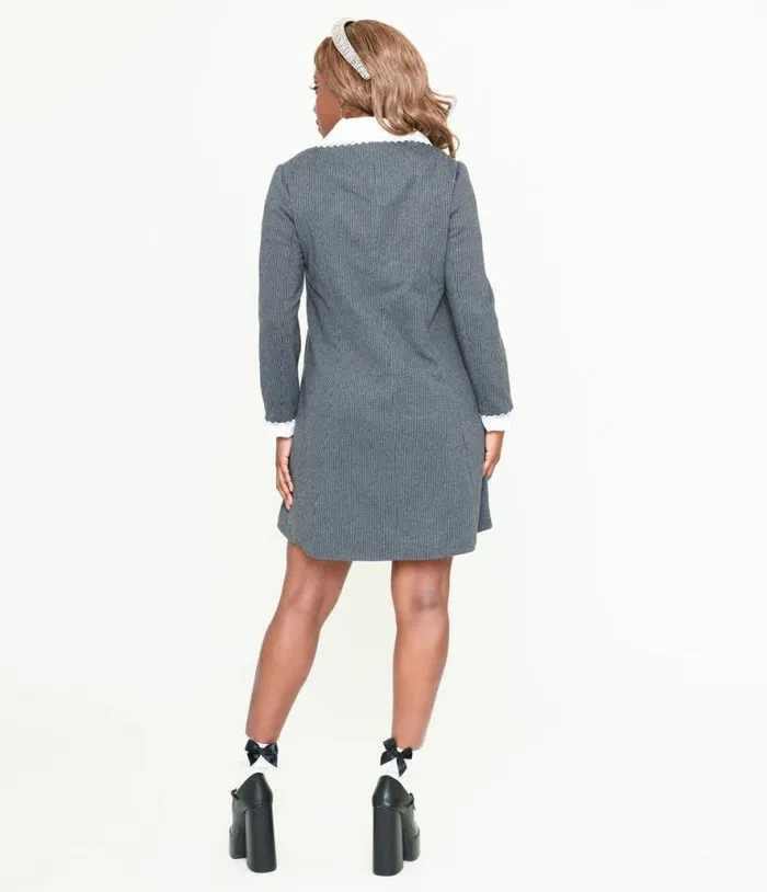 Grey and White Wednesday Coat ClothingPlus Unique Vintage Jackets