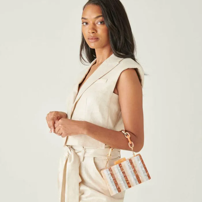 Handbags Shop Dolce Vita Corrie Clutch Taupe Multi Resin Taupe Multi Resin