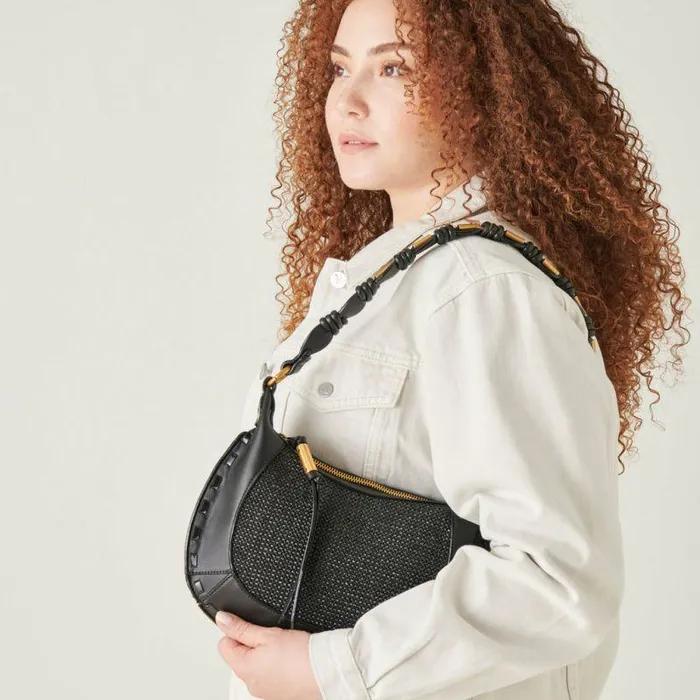 Handbags Shop Dolce Vita Eleanor Shoulder Bag Black Raffia Black Raffia
