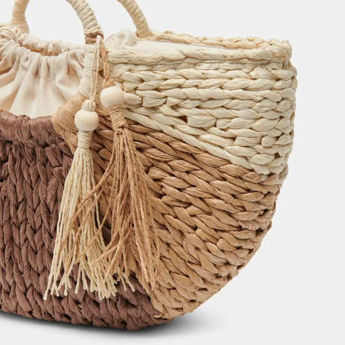Handbags Shop Dolce Vita Estelle Handbag Brown Natural Raffia Brown Raffia Handbag Brown Natural Raffia