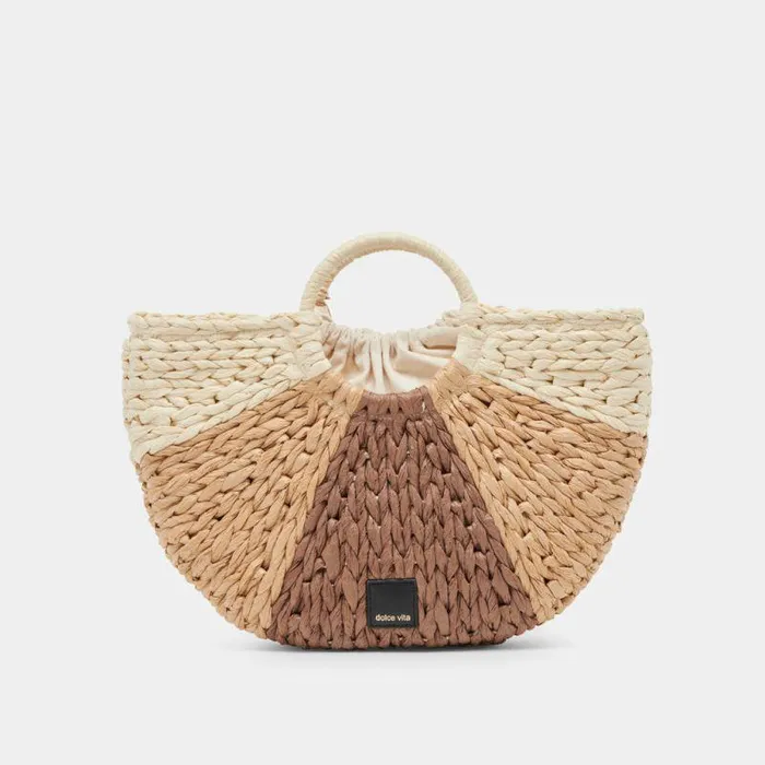Handbags Shop Dolce Vita Estelle Handbag Brown Natural Raffia Brown Raffia Handbag Brown Natural Raffia