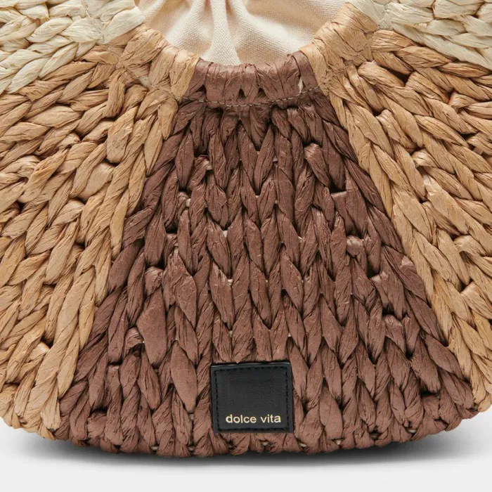 Handbags Shop Dolce Vita Estelle Handbag Brown Natural Raffia Brown Raffia Handbag Brown Natural Raffia