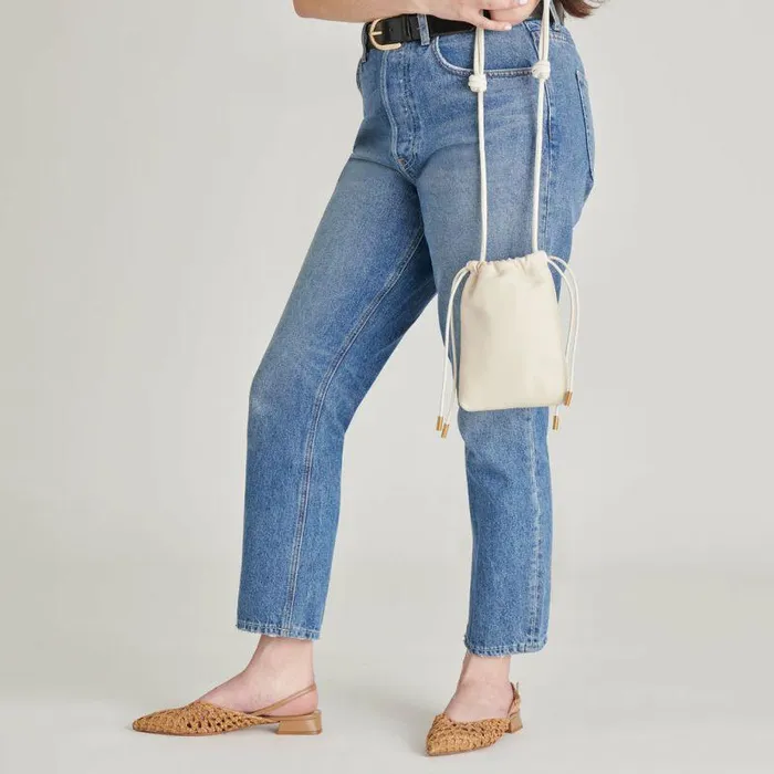 Handbags Shop Dolce Vita Evie Crossbody Pouch Ivory Pebble Leather Leather Crossbody Pouch Ivory Pebble Leather