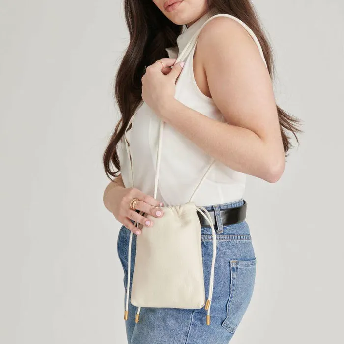 Handbags Shop Dolce Vita Evie Crossbody Pouch Ivory Pebble Leather Leather Crossbody Pouch Ivory Pebble Leather