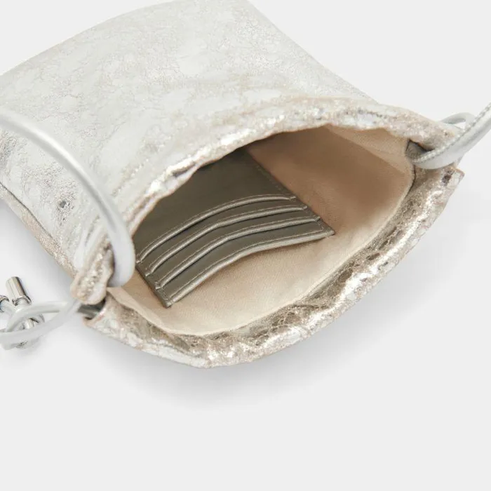 Handbags Shop Dolce Vita Evie Crossbody Pouch Silver Distressed Leather Women039s Crossbody Pouch Silver Distressed Leather