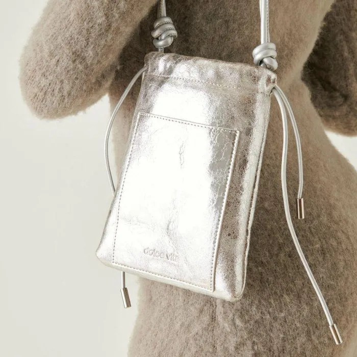 Handbags Shop Dolce Vita Evie Crossbody Pouch Silver Distressed Leather Women039s Crossbody Pouch Silver Distressed Leather