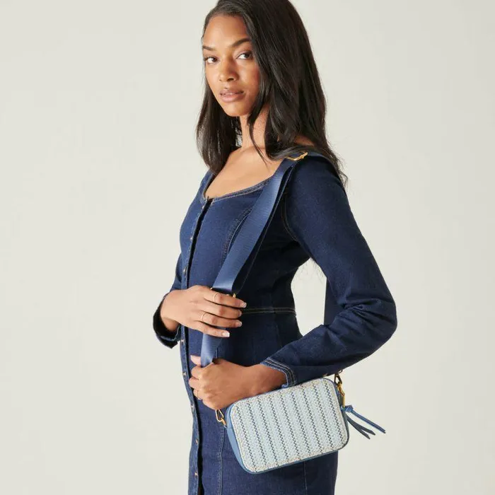 Handbags Shop Dolce Vita Gladys Crossbody Blue Woven Blue Woven