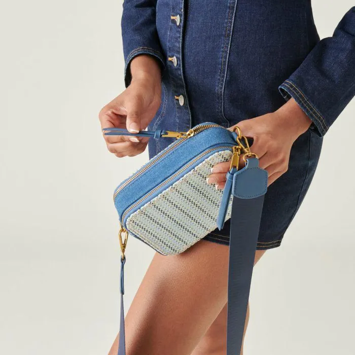 Handbags Shop Dolce Vita Gladys Crossbody Blue Woven Blue Woven