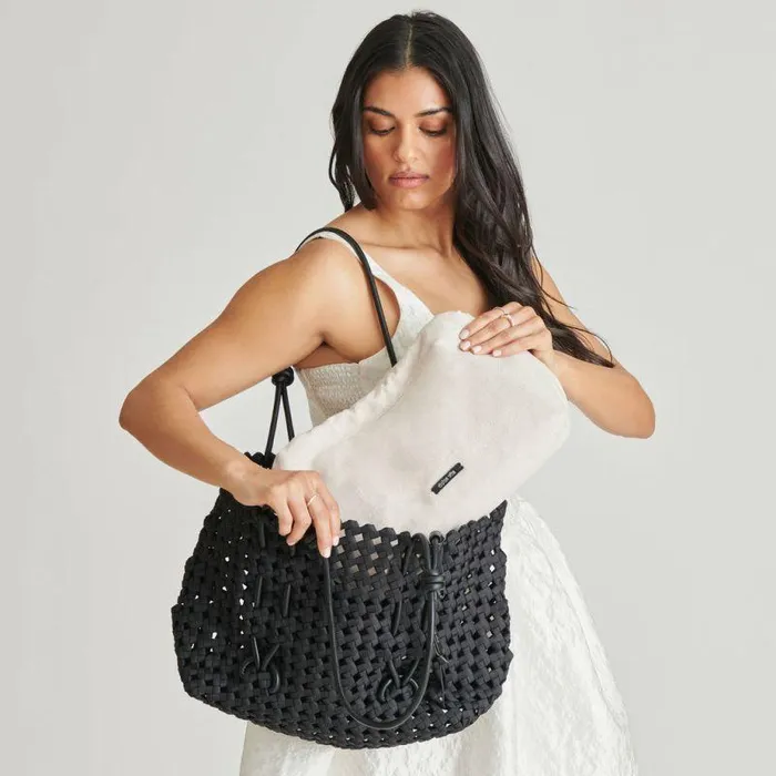 Handbags Shop Dolce Vita Logan Tote Black Woven Black Woven