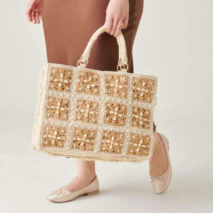 Handbags Shop Dolce Vita Lottie Tote Natural Pearl Raffia Natural Pearl Raffia