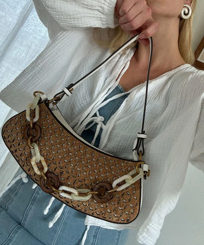 Handbags Shop Dolce Vita Miranda Shoulder Bag Natural Cork Natural Cork