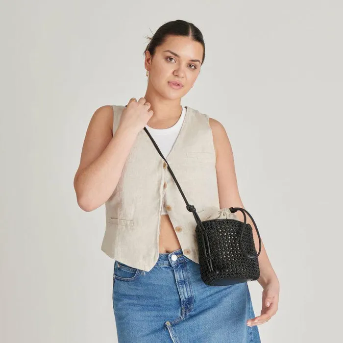 Handbags Shop Dolce Vita Shelby Bucket Bag Black Woven Black Woven