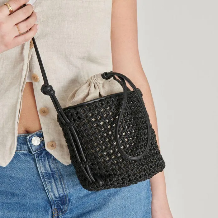 Handbags Shop Dolce Vita Shelby Bucket Bag Black Woven Black Woven
