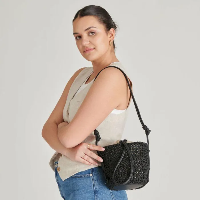 Handbags Shop Dolce Vita Shelby Bucket Bag Black Woven Black Woven
