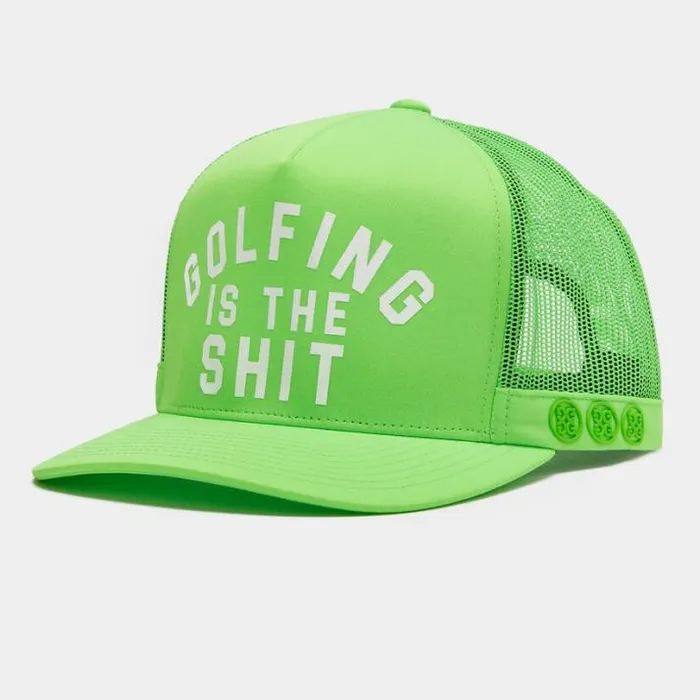 Hats Men GFORE GOLFING IS THE SHT INTERLOCK KNIT TRUCKER HAT Gecko