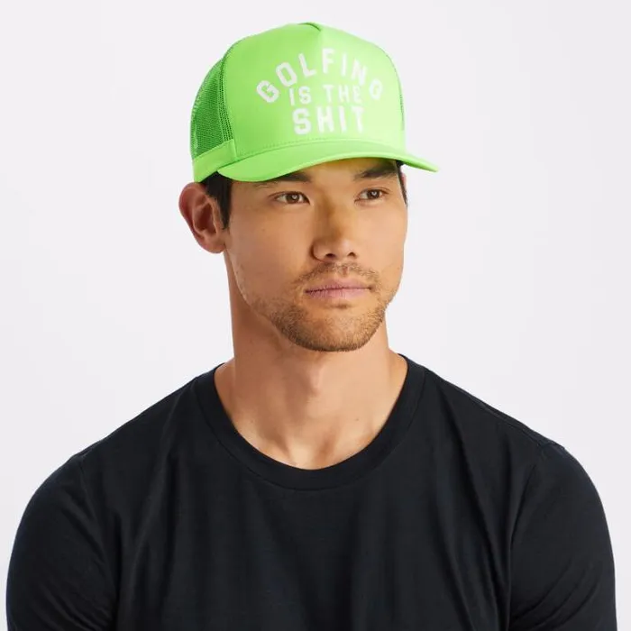 Hats Men GFORE GOLFING IS THE SHT INTERLOCK KNIT TRUCKER HAT Gecko