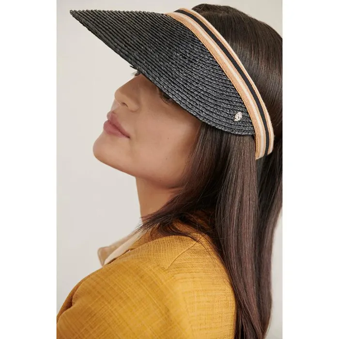 Hats Visors Helen Kaminski Bianca Charcoal Black Stripe