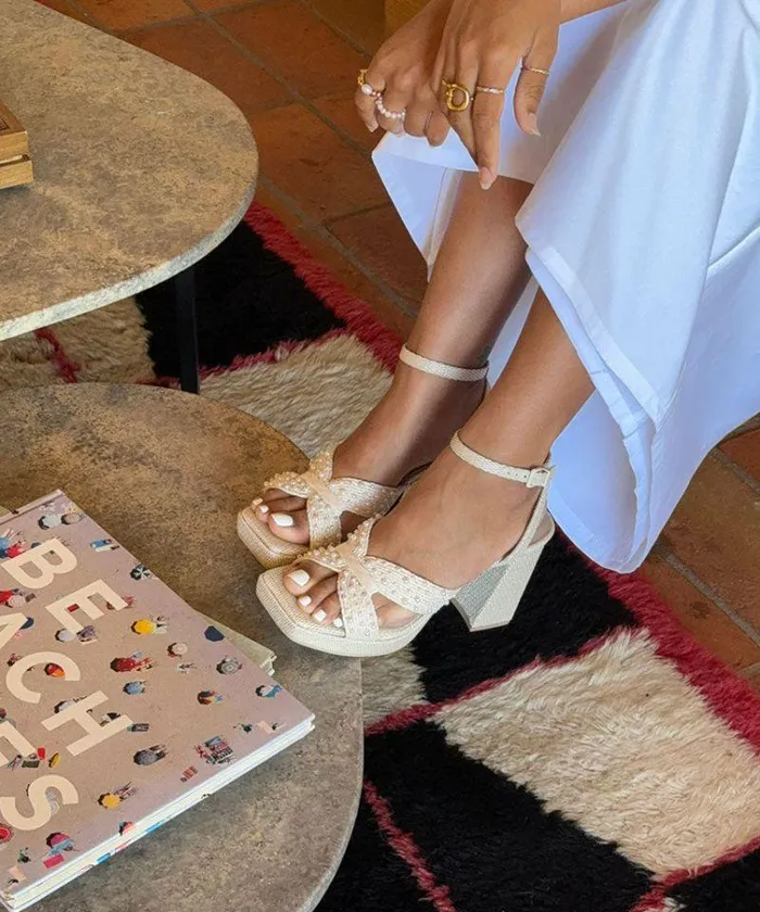 Heels Shop Dolce Vita Aries Vanilla Pearl Heels Women039s Vanilla Pearl Chunky Heels Vanilla Pearls