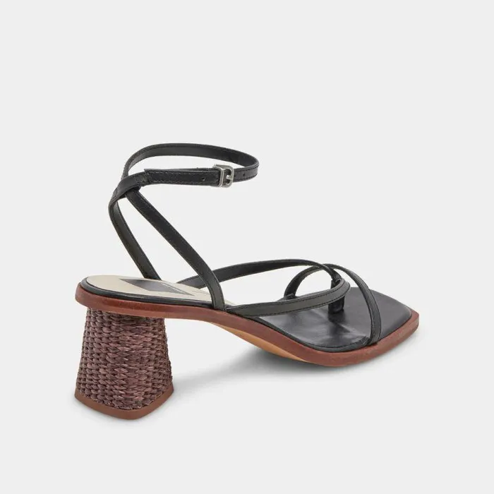 Heels Shop Dolce Vita Banita Wide Sandals Black Leather Leather Heels Black Leather