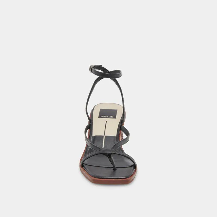 Heels Shop Dolce Vita Banita Wide Sandals Black Leather Leather Heels Black Leather