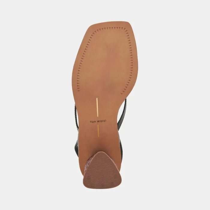 Heels Shop Dolce Vita Banita Wide Sandals Black Leather Leather Heels Black Leather