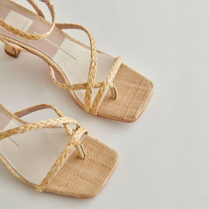 Heels Shop Dolce Vita Baylor Heels Natural Leather Natural Leather Heeled Sandals Lt Natural Raffia