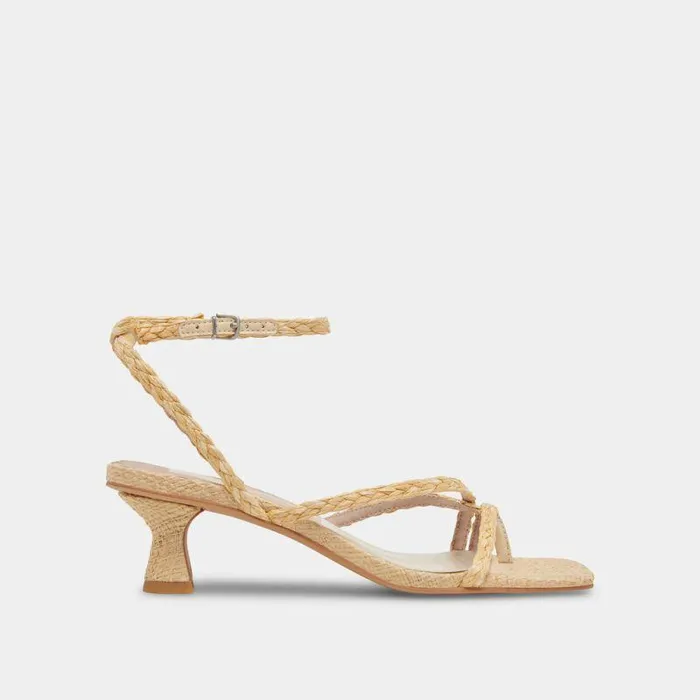 Heels Shop Dolce Vita Baylor Heels Natural Leather Natural Leather Heeled Sandals Lt Natural Raffia