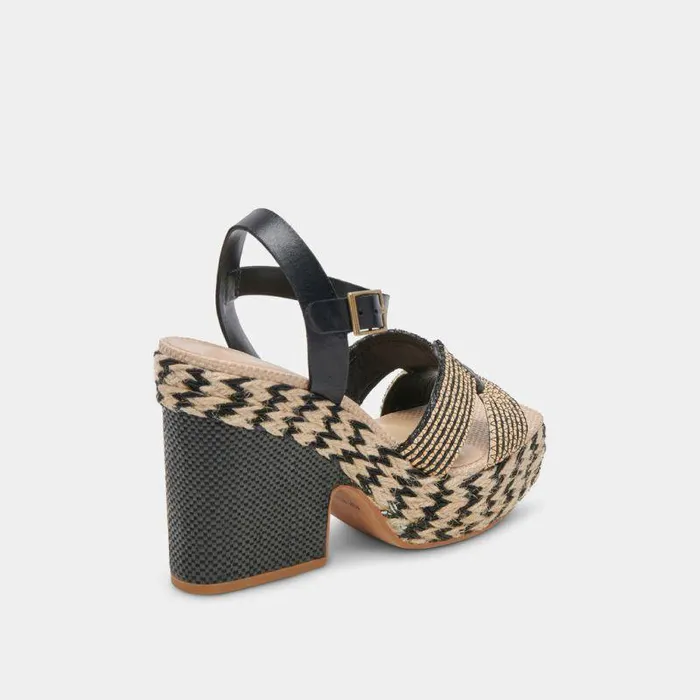Heels Shop Dolce Vita Cale Heels Black Natural Raffia Black Natural Raffia