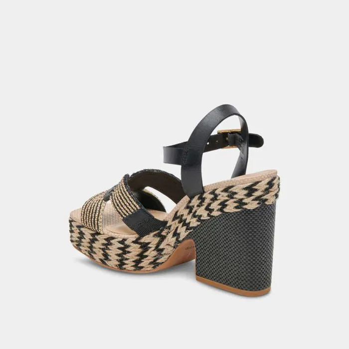 Heels Shop Dolce Vita Cale Heels Black Natural Raffia Black Natural Raffia