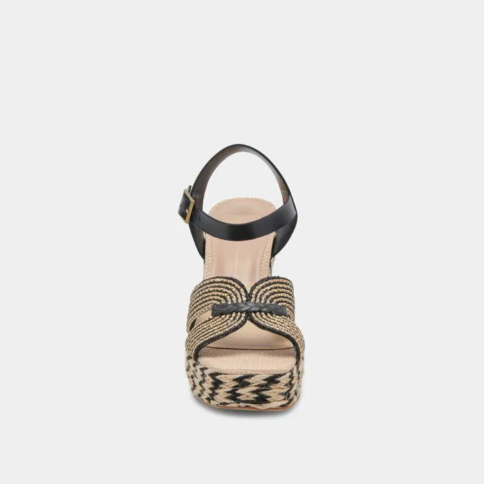 Heels Shop Dolce Vita Cale Heels Black Natural Raffia Black Natural Raffia