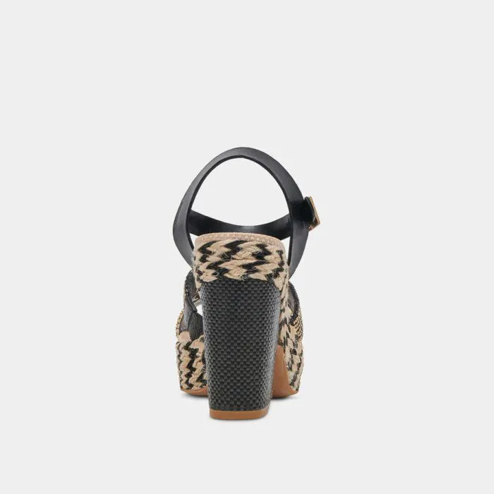 Heels Shop Dolce Vita Cale Heels Black Natural Raffia Black Natural Raffia