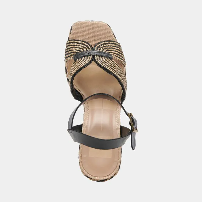 Heels Shop Dolce Vita Cale Heels Black Natural Raffia Black Natural Raffia