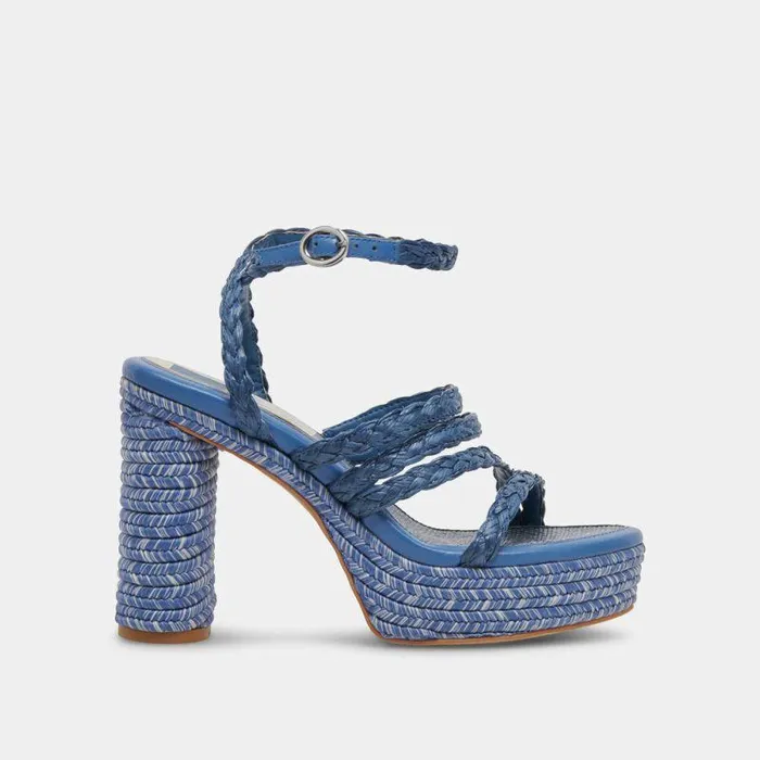Heels Shop Dolce Vita Catina Heels Blue Raffia Blue Raffia