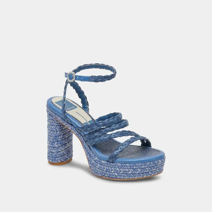 Heels Shop Dolce Vita Catina Heels Blue Raffia Blue Raffia