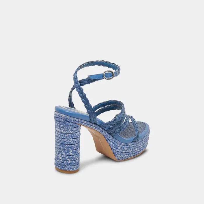 Heels Shop Dolce Vita Catina Heels Blue Raffia Blue Raffia