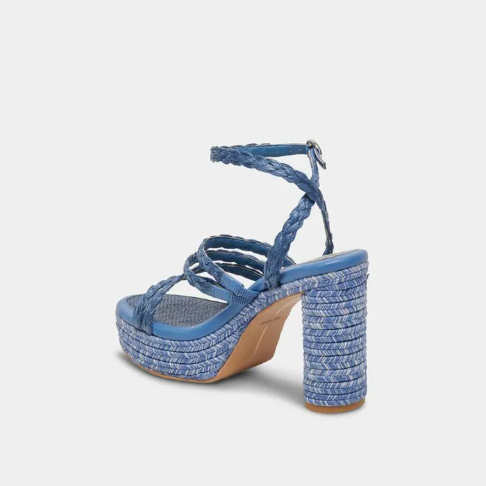 Heels Shop Dolce Vita Catina Heels Blue Raffia Blue Raffia